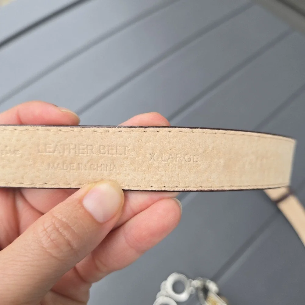 Lake Shore Drive Leather Belt Sz XL Equestrian Silver Tone